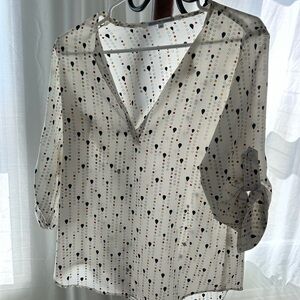 Collective Concepts V-Neck Blouse with Dot Pattern
